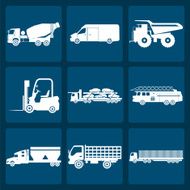 Set of nine trucks icons N2