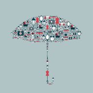 Retro umbrella design Collection of flat icon