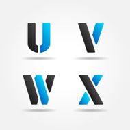 uvwx blue stencil letters