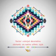 Vector colorful decorative element on native ethnic style N18