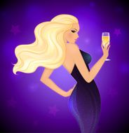 Elegance blond woman with champagne N2