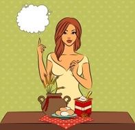 Beautiful girl with healthy meal ingredients Vector N2