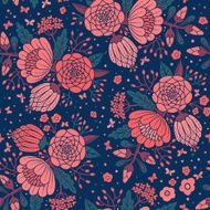 Seamless vintage pattern with decorative flowers N18