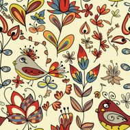 Seamless texture with flowers and birds N38