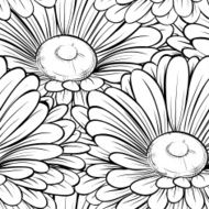 Beautiful seamless background with monochrome black and white flowers N8
