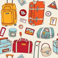 Travel seamless background Suitcases and bags