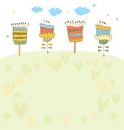 Cute floral image with doodle flowers N2