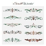Scroll works Design Ornamental decorative Elements N3