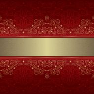 Ornate floral seamless pattern on red Vector background