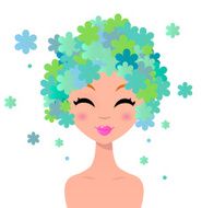 Beautiful Woman With Floral Hairstyle N2
