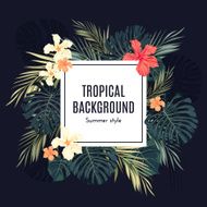 Summer tropical hawaiian background with palm tree leavs and exotic N3
