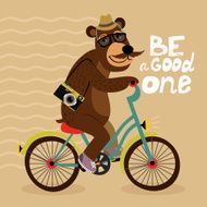 Hipster poster with geek bear