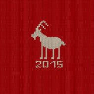 Knitted pattern card with funny goat N2