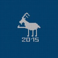 Knitted pattern card with funny goat N3