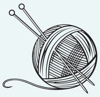 Ball of yarn and needles