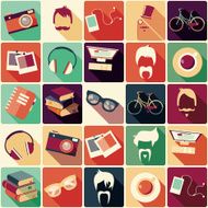 Collection of retro hipster elements vector illustration N2