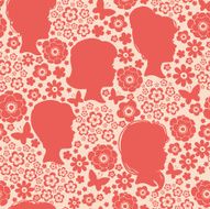 Women Silhouettes Floral Seamless Pattern