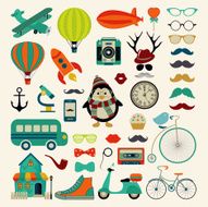 Vector Retro Vintage Icon Set N2