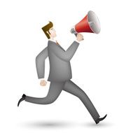 White collar holding a megaphone