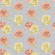 Retro Inspired Seamless Pattern Tile - Flowers Roses &amp; Stars