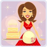 Cake Celebration (Brunette Lady)
