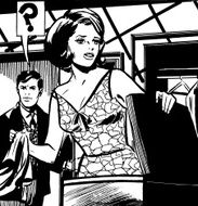 Woman Packing Suitcase and Confused Man