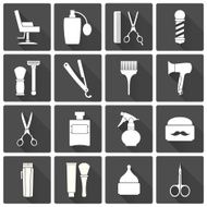 Barber Shop monochrome vector icons set N4