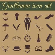 Set of vintage barber hairstyle and gentlemen icon
