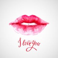 Lips painted in watercolor Vector illustration N4