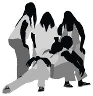 Silhouette of female friends N6