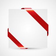 Decorative red corner ribbon on blank paper card vector N2