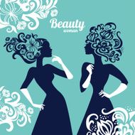 Beautiful women silhouette with flowers