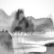 abstract black and white Chinese painting mountain background N2