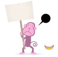 monkey holding a blank sign for your message