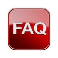 FAQ icon glossy red isolated on white background