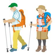 Active Senior Couple Climbing Fashion Isolated
