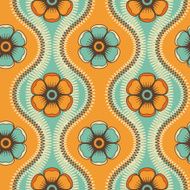 Fashion pattern with flowers in retro color N4