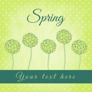 Tree with green spiral leaves spring theme