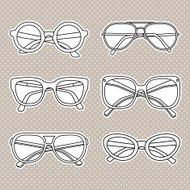 vector black sunglasses icons set isolated on white background N4