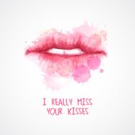 Lips painted in watercolor Vector illustration N5