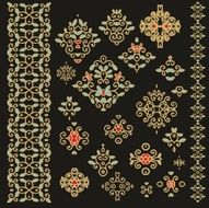 Set of seamless vector floral ribbons and patterns