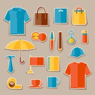 Icon set of promotional gifts and souvenirs N2