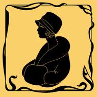 Art Deco style woman profile silhouette
