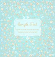 Romantic blue floral background with ornate text frame