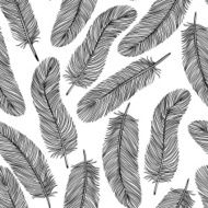 black-and-white Feather seamless background N2