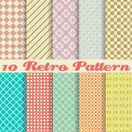 Ten retro different vector seamless patterns (tiling)