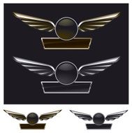 glossy metal racing shield with banner