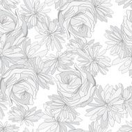 seamless pattern with roses and camomiles