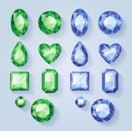 Set of jewels - green and blue Colorful gemstones N3