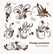 Floral Retro Set for Vintage Design N5